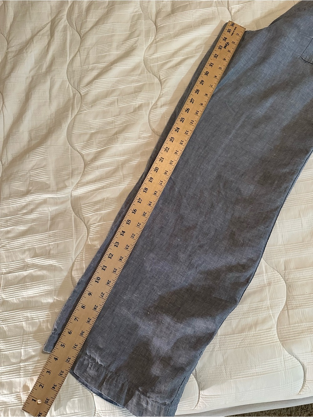 Athleta Women’s Cabo Linen Wide Leg Pant Blue Drawstring Zip Pockets Size 10 T - Picture 10 of 11